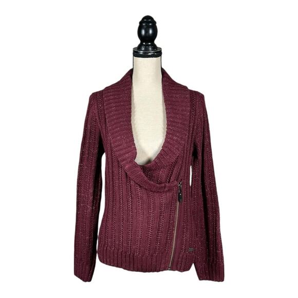 Harley Davidson Chunky Shawl Collar Moto Zip Sweater Womens Size Small - Picture 1 of 5